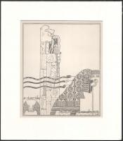 Kozma Lajos (1884-1948): Pletyka. Cinkográfia, papír, jelzett a cinkográfián, paszpartuban, 19,5×16,5 cm