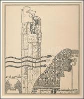 Kozma Lajos (1884-1948): Pletyka. Cinkográfia, papír, jelzett a cinkográfián, paszpartuban, 19,5×16,...