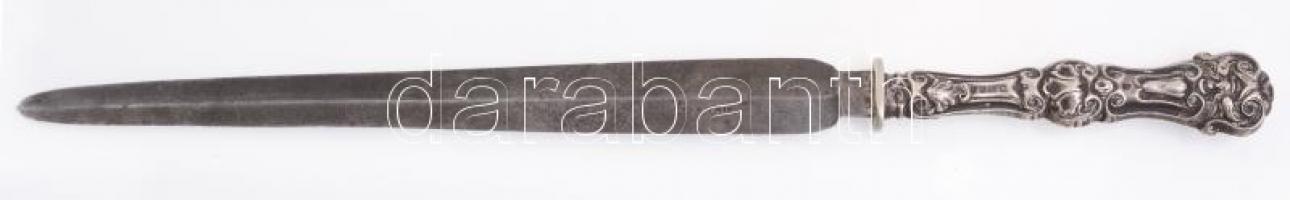 Ezüst (Ag) nyelű levélnyitó, Jelzett, h: 27,5 cm