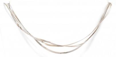 Ezüst(Ag) háromsoros lapos kígyó nyaklánc, jelzett, h: 44 cm, nettó: 8,84 g