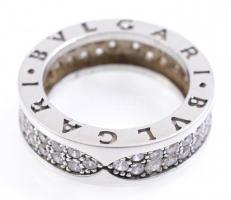 Ezüst(Ag) sokköves gyűrű, Bulgari jelzéssel, méret: 51, bruttó: 6,78 g