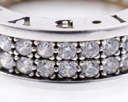 Ezüst(Ag) sokköves gyűrű, Bulgari jelzéssel, méret: 51, bruttó: 6,78 g