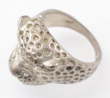 Ezüst(Ag) leopárdos gyűrű, jelzett, méret: 55, nettó: 9,75 g