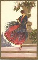 1932 Italian lady art postcard. Degami 3016. s: T. Corbella (EK)