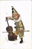 1918 Virtuose / Children art postcard. B.K.W.I. Nr. 148-3. s: Mechle-Grossmann (EB)