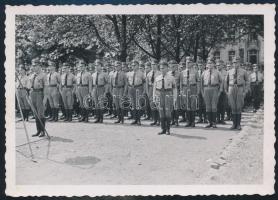 1933-34 SA katonák vigyázzállásban, szemlén, karszalaggal / SA soldiers 9x12 cm