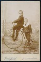 cca 1890 Biciklis gyerekek 12x17 cm