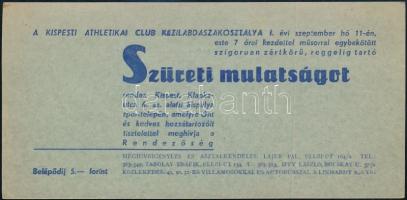cca 1953 Szüreti mulatság Puskás és Bozsik az Aranycsapat két labdarúgójának részvételével, meghívó