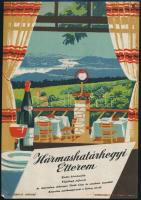 1958 Villamosplakát: Hármashatárhegyi Étterem, 23,5×16,5 cm