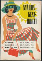 1958 Villamosplakát: Nyárra ... készruhát, gr: Lengyel, 23,5×16,5 cm