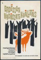 1964 Villamosplakát: Erdészeti vadászati kiállítás, Városliget, Vajdahunyad vára, gr: Konecsni, 23,5×16,5 cm