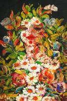 Herendi Gyula (Gávai Gáll 1926-): A tavasz allegóriája. Olaj, farost, jelzett, kopott keretben, 55×3...