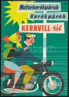 Villamosplakát: Motorkerékpárok, kerékpárok, Keravill-tól, 23,5×16,5 cm