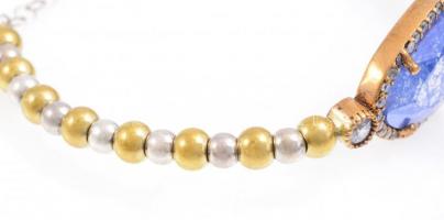 Aranyozott ezüst(Ag) karkötő, kővel, jelzés nélkül, 5×5 cm, bruttó: 14,02 g