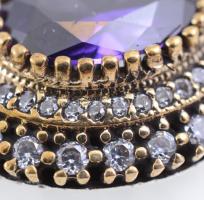 Aranyozott ezüst(Ag) kövekkel gazdagon kirakott nyakék, jelzett, h: 53 cm, bruttó: 78,86 g