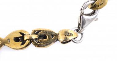 Aranyozott ezüst(Ag) kövekkel gazdagon kirakott nyakék, jelzett, h: 53 cm, bruttó: 78,86 g