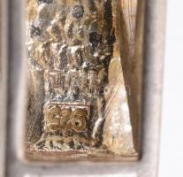 Ezüst(Ag) kígyó nyaklánc, lila köves függővel, jelzett, h: 44 cm, bruttó: 12,05 g