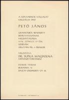 Pető János (1940-2009): Alakok. Linómetszet, papír, jelzett. Egyben Képcsarnok meghívó 1970-ben rend...