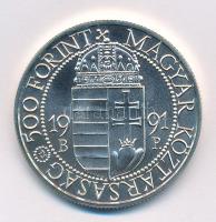 1991. 500Ft Ag "II. János Pál pápa látogatása" tanúsítvánnyal T:BU Adamo EM120