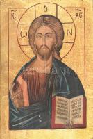 Krisztus Pantokrátor. Modern ikon. Kézimunkával készített, zsűrizett, fa táblán. Fém pecséttel / Modern handmade icon 39x26 cm