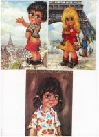 5 db MODERN francia humoros grafikai motívum képeslap / 5 modern French humorous graphic motive postcards, Michel Thomas
