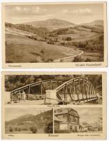 2 db RÉGI kárpátaljai város képeslap kétnyelvű bélyegzéssel: Ökörmező, Alsószinevér / 2 pre-1945 Transcarpathian town-view postcards with bilingual cancellations: Synevyr, Mizhhiria