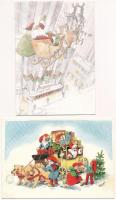 29 db MODERN karácsonyi motívum képeslap Mikulással / 29 modern Christmas greeting postcards with Saint Nicholas