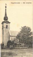 1921 Hegyközcsatár, Cetariu; Református templom / Calvinist church + "HEGYKÖZCSATÁR POSTAI ÜGYN."