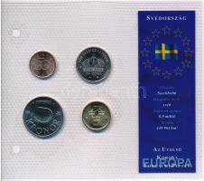 Svédország 2005-2006. 50ö-5Kr (4xklf) Európa utolsó pénzei vákuumcsomagolt forgalmi szett T:1,1- Sweden 2005-2006. 50 Öre - 5 Kronor (4xdiff) Europes last coins coin set in vacuum packing C:UNC,AU