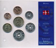 Dánia 2003-2005. 25ö-20Kr (7xklf) Európa utolsó pénzei vákuumcsomagolt forgalmi szett T:1,1- Denmark 2003-2005. 25 Öre - 20 Kroner (7xdiff) Europes last coins coin set in vacuum packing C:UNC,AU