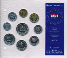 Horvátország 1999-2005. 1l-5K (9xklf) Európa utolsó pénzei vákuumcsomagolt forgalmi szett T:1-2 Croatia 1999-2005. 1 Lipa - 5 Kuna (9xdiff) Europes last coins coin set in vacuum packing C:UNC-XF