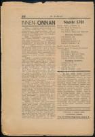 1941 Uj Század, nagyváradi zsidó értesítő. 1941 feb. 14., a címlapon az erdélyi zsidó lelkiségről sz...