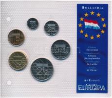 Hollandia 1996. 5c - 2 1/2G (6xklf) "Európa utolsó pénzei" vákuumcsomagolt forgalmi szett ...