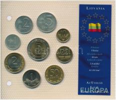 Litvánia 1991-2001. 1c-5L (9xklf) Európa utolsó pénzei vákuumcsomagolt forgalmi szett T:1,1- Lithuania 1991-2001. 1 Centas - 5 Litai (9xdiff) Europes last coins coin set in vacuum packing C:UNC,AU