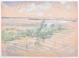 Udvary Pál (1900-1987): Balaton. Akvarell, papír. Jelzett. Sarkaiban kissé sérült, lap szélén apró szakadással. 30,5x43 cm.