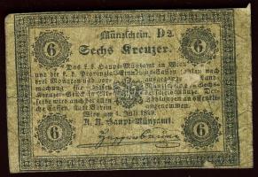 1849. 6Kr "Münzschein" T:III-