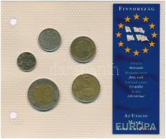 Finnország 1992-2000. 10p-10M (5xklf) Európa utolsó pénzei vákuumcsomagolt forgalmi szett T:1-2- Finland 1992-2000. 10 Pennia - 100 Markkaa (5xdiff) Europes last coins coin set in vacuum packing C:AU-VF