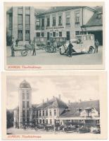 Sopron, Rösch Frigyes Tűzoltó laktanya őrsége, tűzoltó és mentőkocsik, beteghordóágy. Lobenwein Harald kiadása - 2 db régi képeslap / 2 pre-1945 postcards