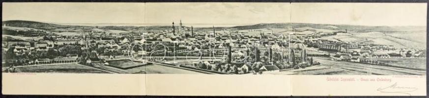 1899 (Vorläufer) Sopron, Oedenburg; Három részes kinyitható panorámalap / 3-tiled folding panoramacard