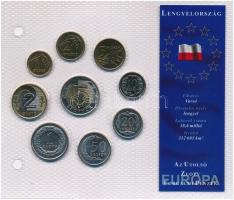 Lengyelország 1994-2004. 1gr-5Zl (9xklf) Európa utolsó pénzei vákuumcsomagolt forgalmi szett T:1,1- Poland 1994-2004. 1 Grosz - 5 Zlotych (9xdiff) Europes last coins coin set in vacuum packing C:UNC,AU