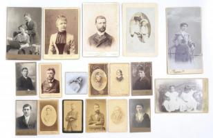cca 1870-1900 15 db vizitkártya és kabinetfotó magyar fényképészektől, nagyrészt szép állapotban