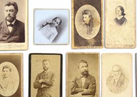 cca 1870-1900 15 db vizitkártya és kabinetfotó magyar fényképészektől, nagyrészt szép állapotban