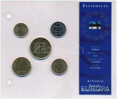 Észtország 1992-2003. 20s-5K (5xklf) Európa utolsó pénzei vákuumcsomagolt forgalmi szett T:1,1- Estland 1992-2003. 20 Senti - 5 Krooni (5xdiff) Europes last coins coin set in vacuum packing C:UNC,AU