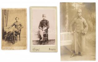 cca 1880-1910 3 db katonai fotó vizitkártya és fotólap