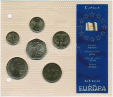 Ciprus 2001-2003. 1c-50c (6xklf) Európa utolsó pénzei vákuumcsomagolt forgalmi szett T:1,1- Cyprus 2001-2003. 1 Cent - 50 Cents (6xdiff) Europes last coins coin set in vacuum packing C:XUNC,AU