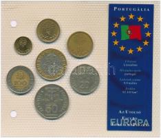 Portugália 1986-2000. 1Esc-200Esc (7xklf) Európa utolsó pénzei vákuumcsomagolt forgalmi szett T:1-2 Portugal 1986-2000. 1 Escudo - 200 Escudos (7xdiff) Europes last coins coin set in vacuum packing C:UNC-XF