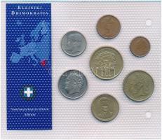 Görögország 1984-1990. 1D-100D (7xklf) "Európa utolsó pénzei" vákuumcsomagolt forgalmi sze...