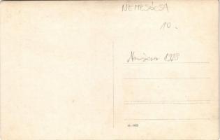 1928 Nemesócsa, Zemianska Olca; Első világháborús hősök szobra, emlékmű avatása / inauguration of th...