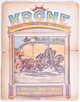 cca 1920-1930 Krone Europa legnagyobb cirkusza. Bp., Athenaeum, fekete-fehér fotókkal, szakadt, rossz állapotban, 8 sztl. lev.