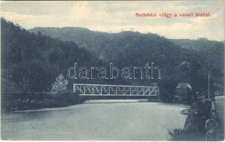 1909 Barnabás, Berlebás, Kosztilivka, Kostilivka (Máramaros); Berlebási-völgy a vasúti híddal. Berger kiadása / valley, railway bridge